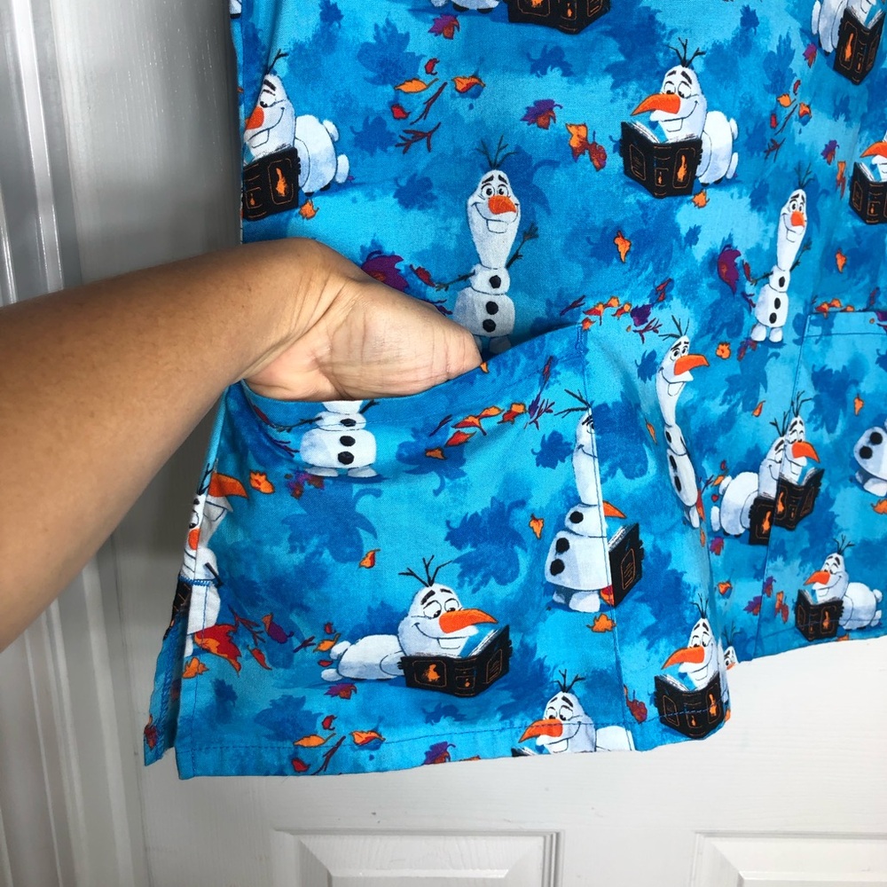 Disney Mickey Frozen Tinker Bell Bundle Of 3 Disney Scrubs Tops With Pockets M - Picture 8 of 16